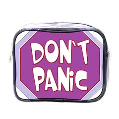 Purple Don t Panic Sign Mini Travel Toiletry Bag (one Side) by FunWithFibro