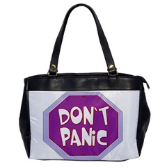 Purple Don t Panic Sign Oversize Office Handbag (one Side) by FunWithFibro