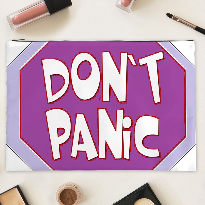 Purple Don t Panic Sign Cosmetic Bag (XXL)