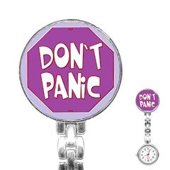 Purple Don t Panic Sign Stainless Steel Nurses Watch by FunWithFibro