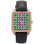 Pattern Rose Gold Leather Watch  Front