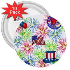 Patriot Fireworks 3  Button (10 Pack) by StuffOrSomething