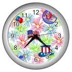 Patriot Fireworks Wall Clock (Silver) Front