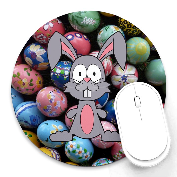 Easter Egg Bunny Treasure 8  Mouse Pad (Round)