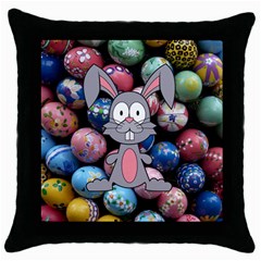 Easter Egg Bunny Treasure Black Throw Pillow Case by StuffOrSomething