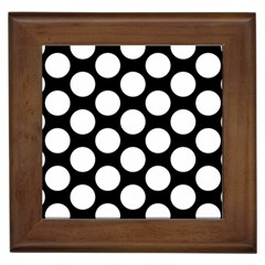 Black And White Polkadot Framed Ceramic Tile by Zandiepants