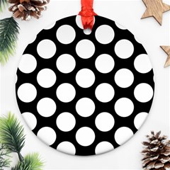 Black And White Polkadot Round Ornament by Zandiepants