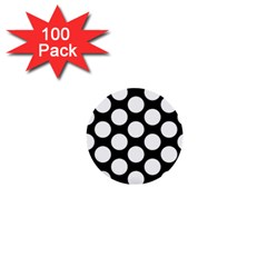 Black And White Polkadot 1  Mini Button (100 Pack) by Zandiepants