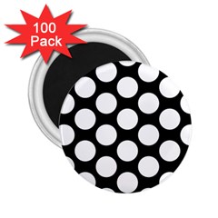 Black And White Polkadot 2 25  Button Magnet (100 Pack) by Zandiepants