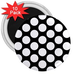 Black And White Polkadot 3  Button Magnet (10 Pack) by Zandiepants