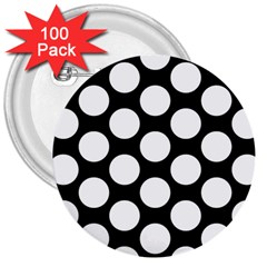 Black And White Polkadot 3  Button (100 Pack) by Zandiepants