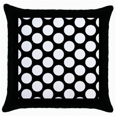 Black And White Polkadot Black Throw Pillow Case by Zandiepants