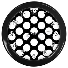 Black And White Polkadot Wall Clock (black) by Zandiepants