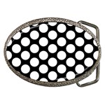 Black And White Polkadot Belt Buckle (Oval) Front