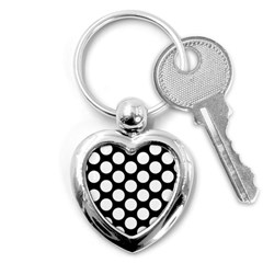 Black And White Polkadot Key Chain (heart) by Zandiepants