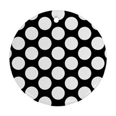 Black And White Polkadot Round Ornament (two Sides) by Zandiepants