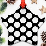 Black And White Polkadot Star Ornament (Two Sides) Front