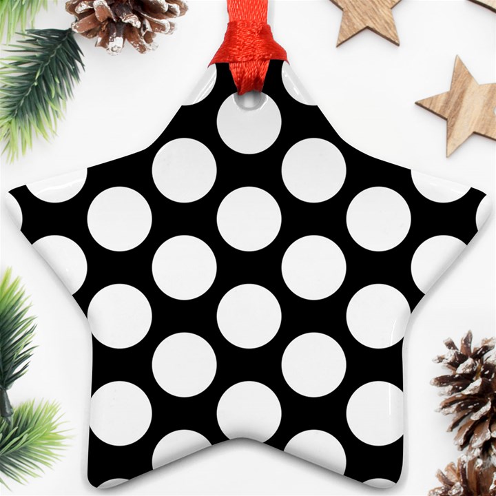 Black And White Polkadot Star Ornament (Two Sides)