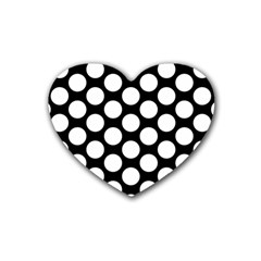 Black And White Polkadot Drink Coasters 4 Pack (heart)  by Zandiepants