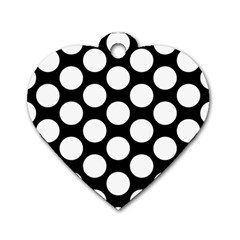 Black And White Polkadot Dog Tag Heart (two Sided) by Zandiepants