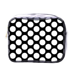 Black And White Polkadot Mini Travel Toiletry Bag (one Side) by Zandiepants