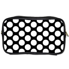 Black And White Polkadot Travel Toiletry Bag (one Side) by Zandiepants