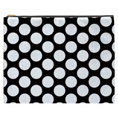 Black And White Polkadot Cosmetic Bag (xxxl) by Zandiepants