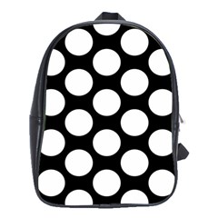 Black And White Polkadot School Bag (xl) by Zandiepants