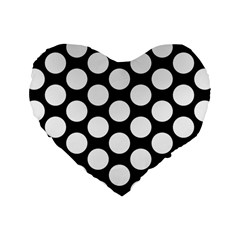 Black And White Polkadot 16  Premium Heart Shape Cushion  by Zandiepants