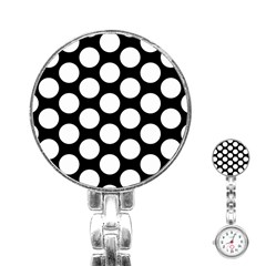 Black And White Polkadot Stainless Steel Nurses Watch by Zandiepants