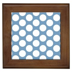 Blue Polkadot Framed Ceramic Tile by Zandiepants