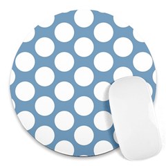 Blue Polkadot 8  Mouse Pad (round) by Zandiepants