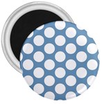 Blue Polkadot 3  Button Magnet Front