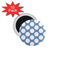 Blue Polkadot 1 75  Button Magnet (10 Pack) by Zandiepants