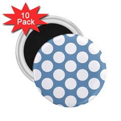 Blue Polkadot 2 25  Button Magnet (10 Pack) by Zandiepants