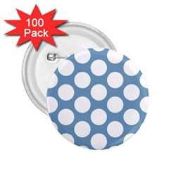 Blue Polkadot 2 25  Button (100 Pack) by Zandiepants