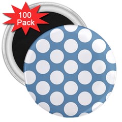 Blue Polkadot 3  Button Magnet (100 Pack) by Zandiepants