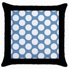 Blue Polkadot Black Throw Pillow Case by Zandiepants