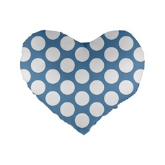 Blue Polkadot 16  Premium Heart Shape Cushion  by Zandiepants