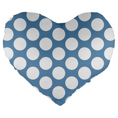 Blue Polkadot 19  Premium Heart Shape Cushion by Zandiepants