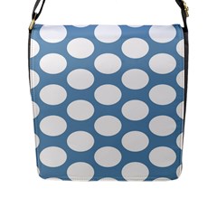 Blue Polkadot Flap Closure Messenger Bag (large)