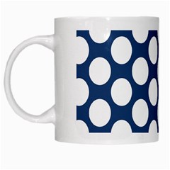 Dark Blue Polkadot White Coffee Mug by Zandiepants