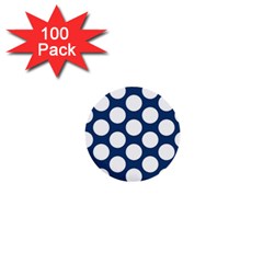 Dark Blue Polkadot 1  Mini Button (100 Pack) by Zandiepants