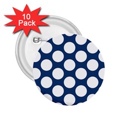 Dark Blue Polkadot 2 25  Button (10 Pack) by Zandiepants