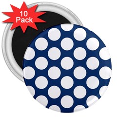 Dark Blue Polkadot 3  Button Magnet (10 Pack) by Zandiepants