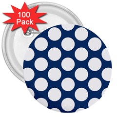 Dark Blue Polkadot 3  Button (100 Pack) by Zandiepants