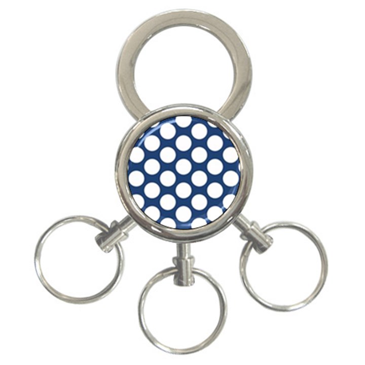 Dark Blue Polkadot 3-Ring Key Chain