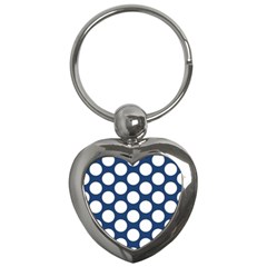 Dark Blue Polkadot Key Chain (heart) by Zandiepants