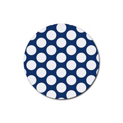 Dark Blue Polkadot Drink Coaster (round) by Zandiepants