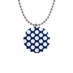 Dark Blue Polkadot Button Necklace by Zandiepants